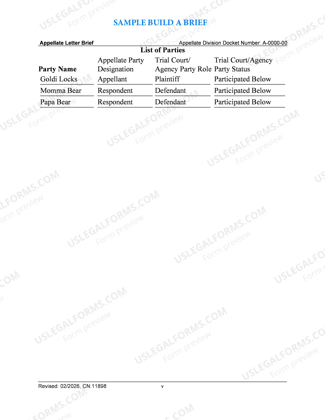 Preview 11898_sam - Build-a-Brief Sample