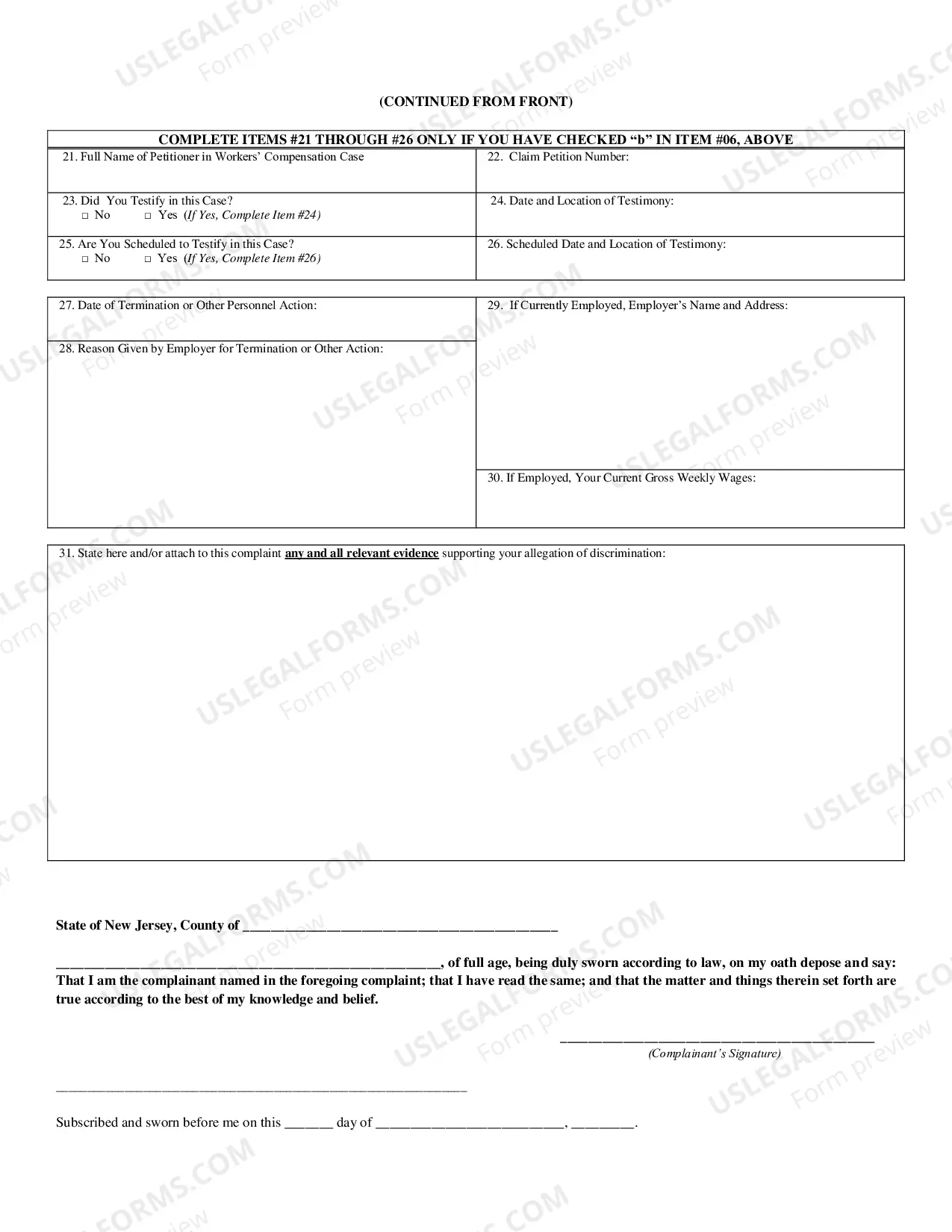 Preview Complaint of Discrimination