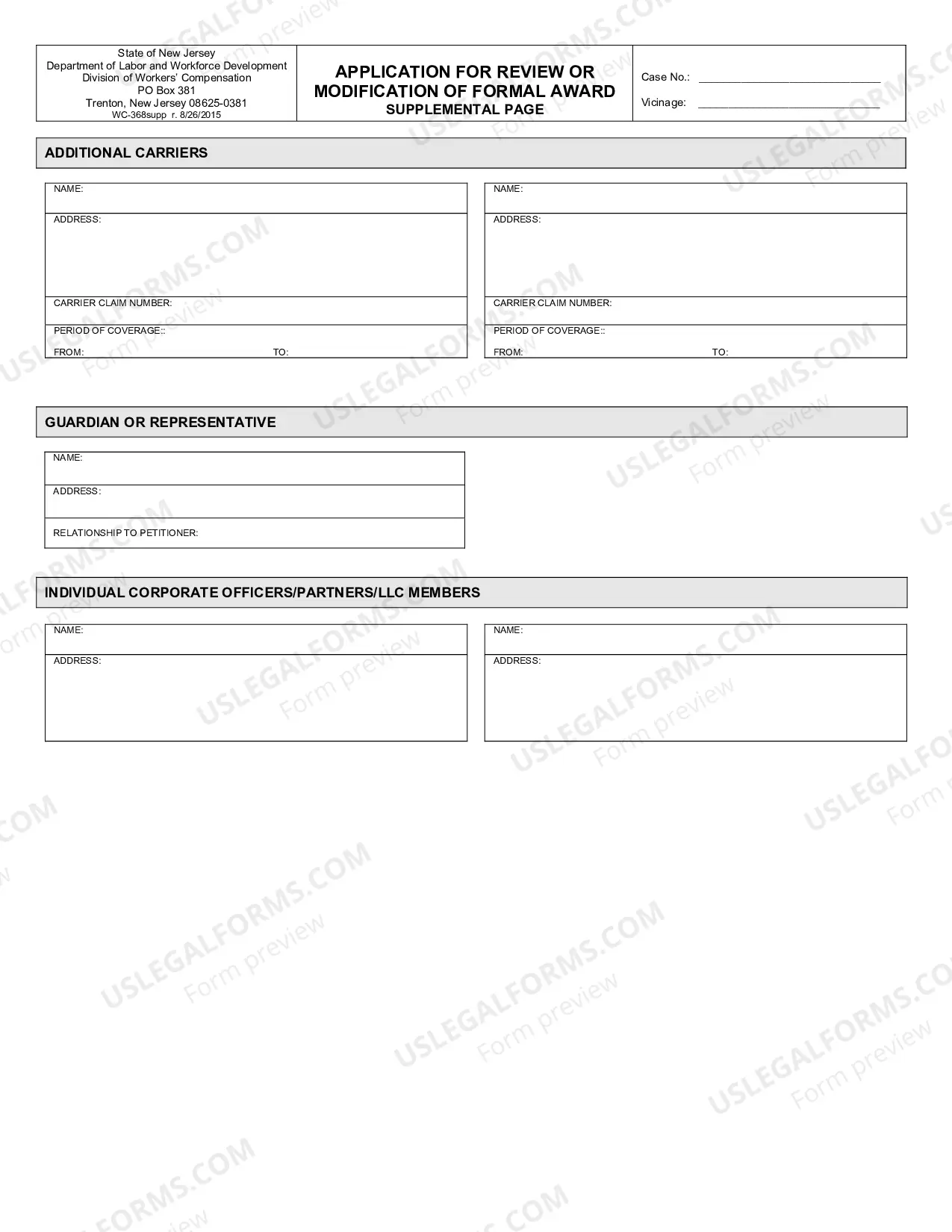 Preview Application For Review Or Modification of Formal Award