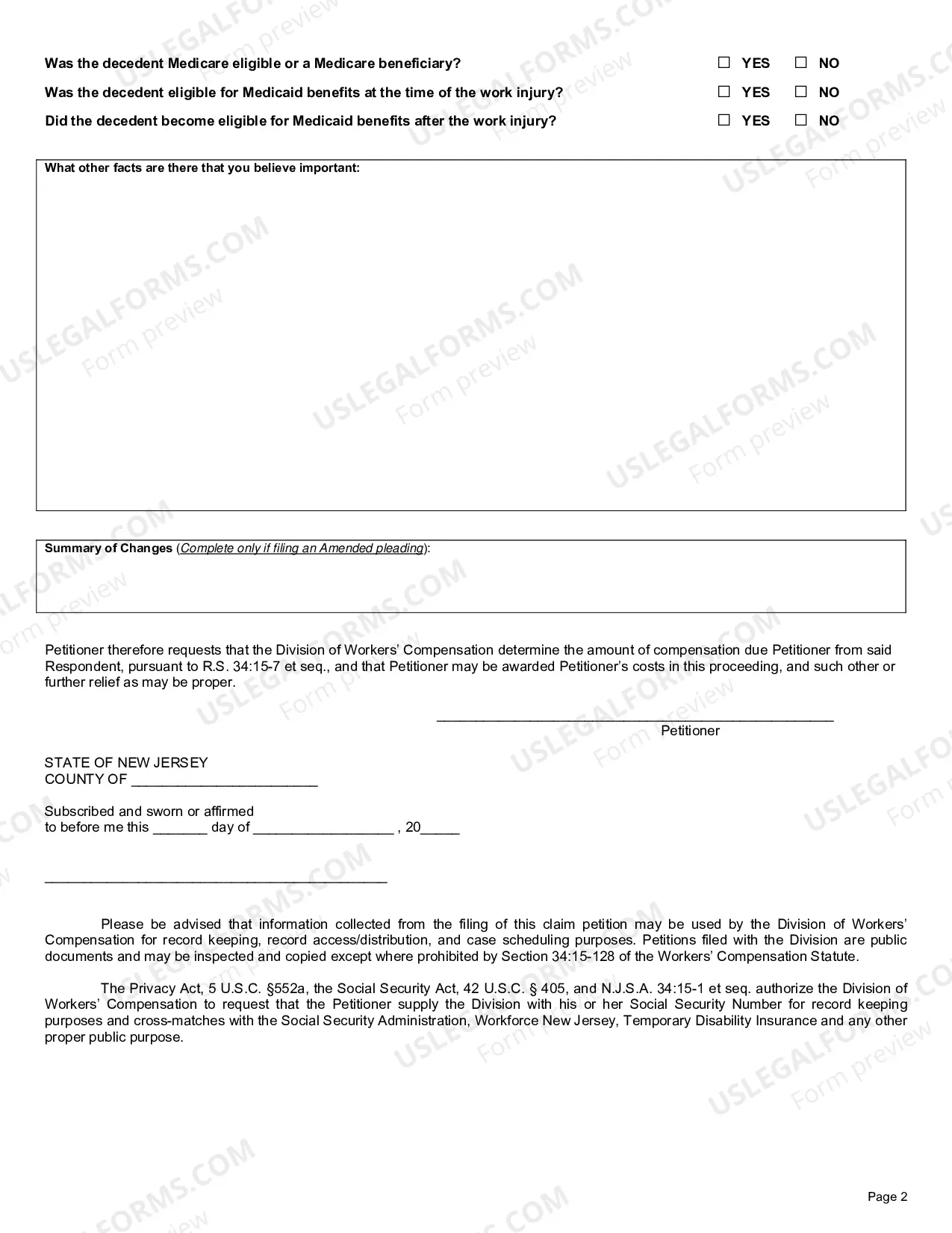 Preview Dependency Claim Petition