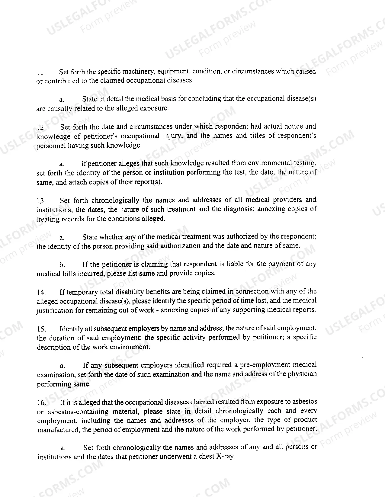 Preview Occupational Interrogatories