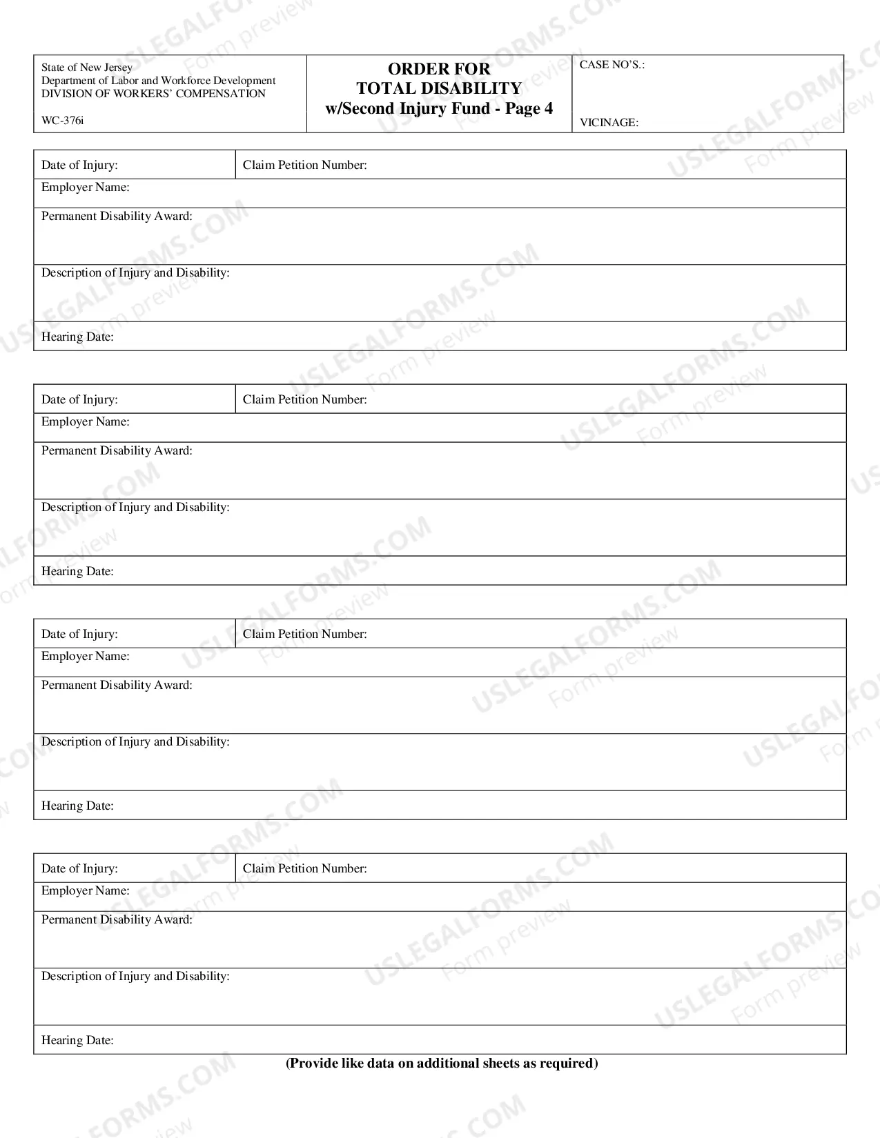 Preview Order For Total Disability With Second Injury Fund (With Case Exhibit Listing)