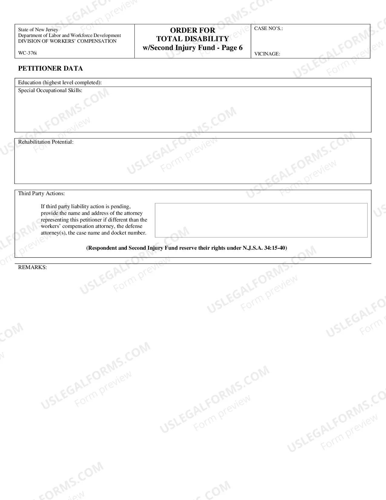 Preview Order For Total Disability With Second Injury Fund (With Case Exhibit Listing)