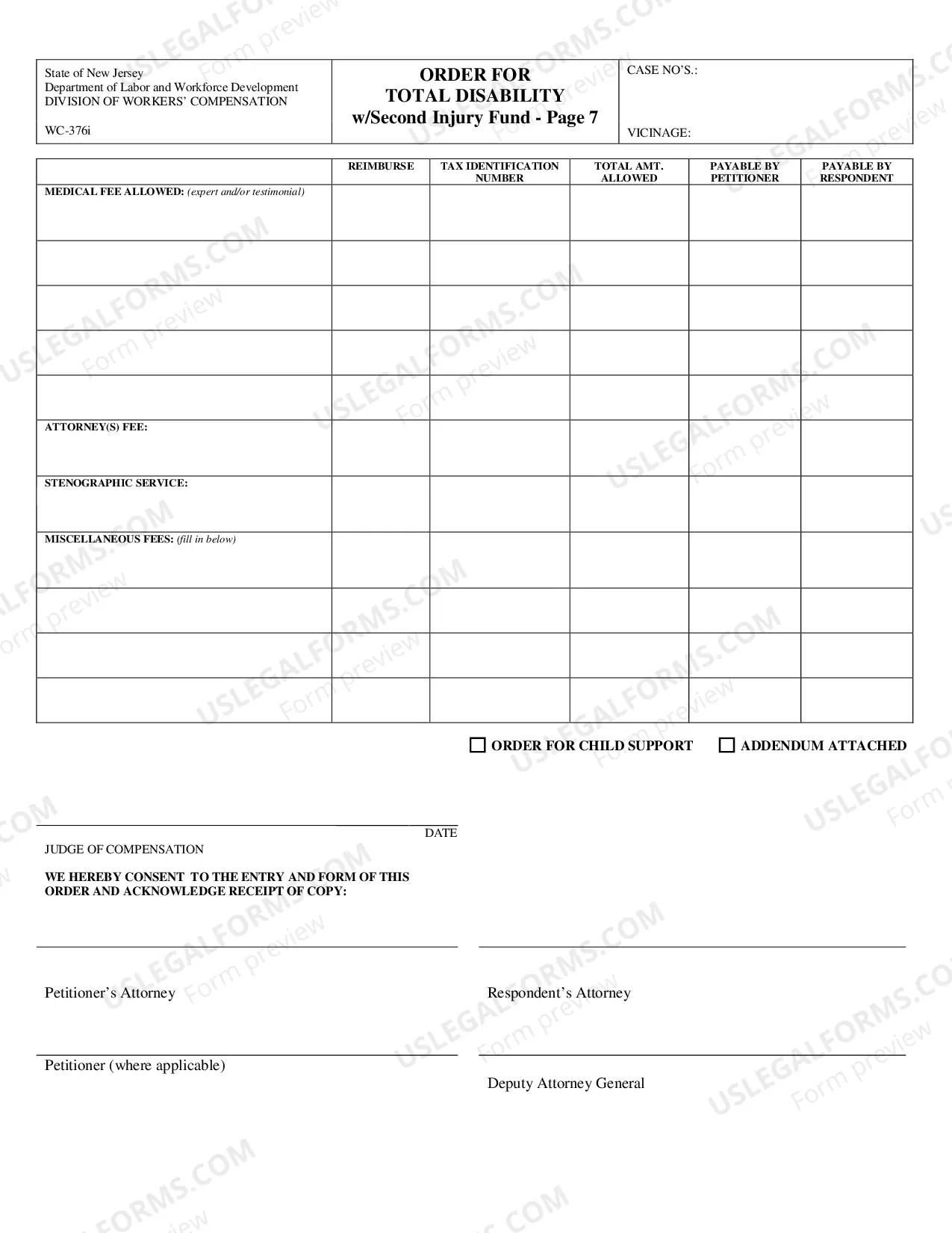 Preview Order For Total Disability With Second Injury Fund (With Case Exhibit Listing)