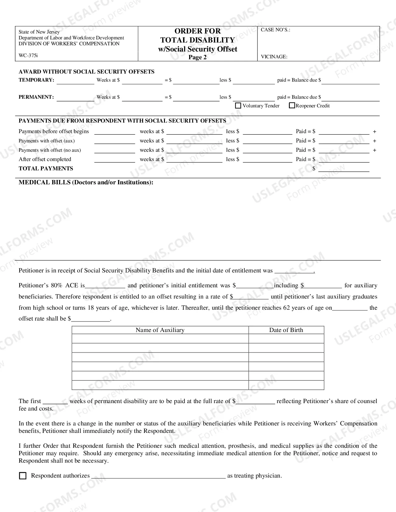 Preview Order For Total Disability With Social Security Offset (With Case Exhibit Listing)