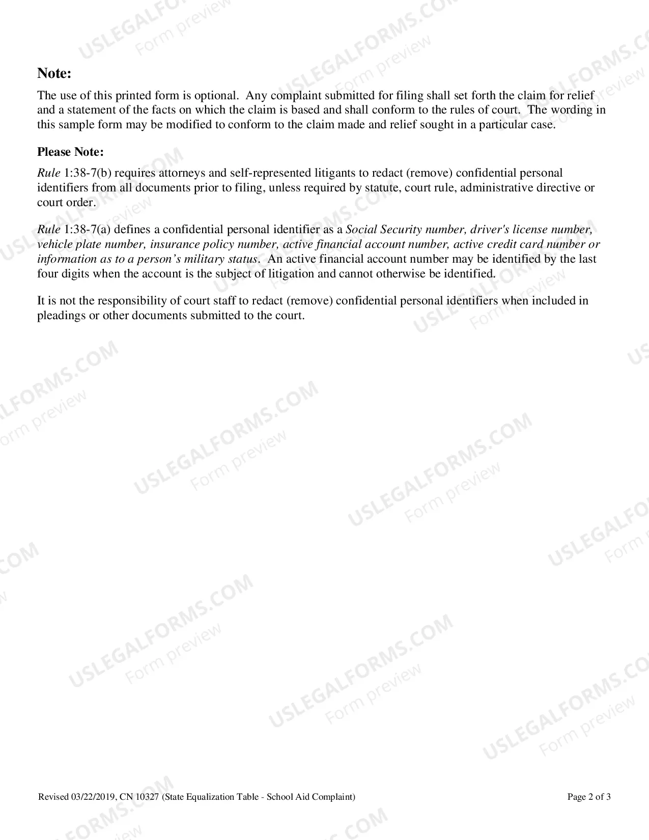 Preview Civil Action Complaint (State Equalization Table - School Aid)