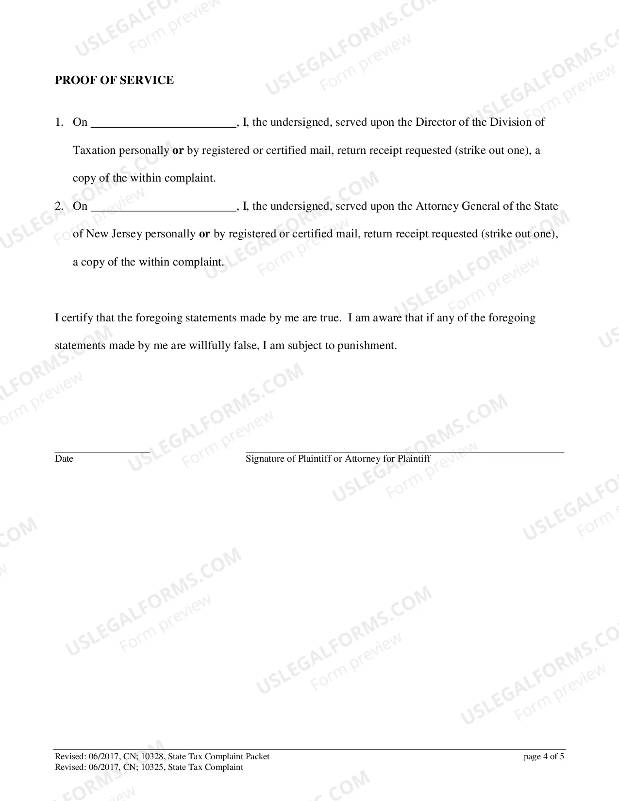 Preview Civil Action Complaint (State Tax)