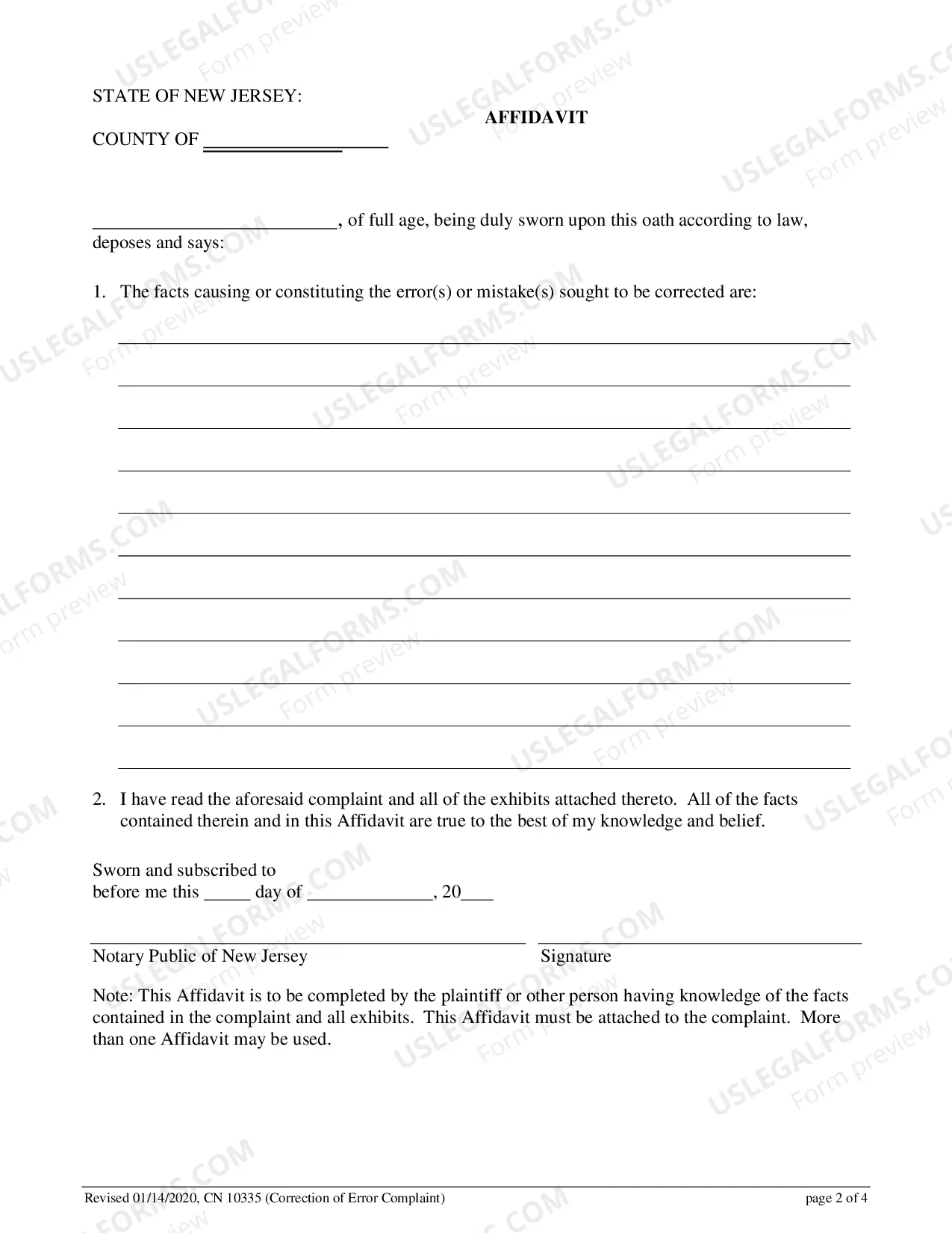 Preview Civil Action Complaint Correction Of Error (N.J.S.A. 54:51A-7)