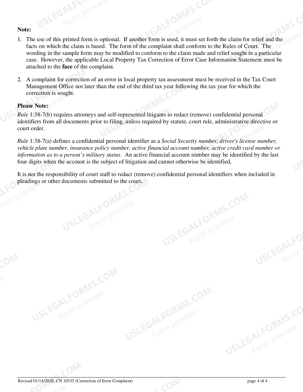 Preview Civil Action Complaint Correction Of Error (N.J.S.A. 54:51A-7)