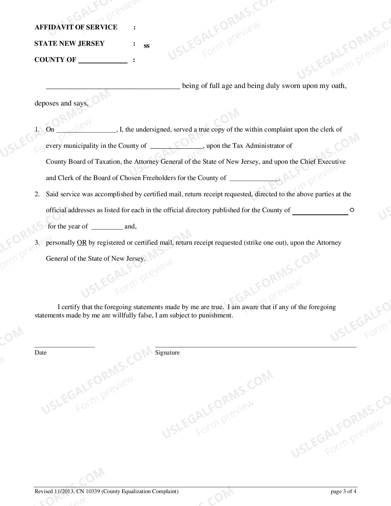Preview Civil Action Complaint (County Equalization Table)
