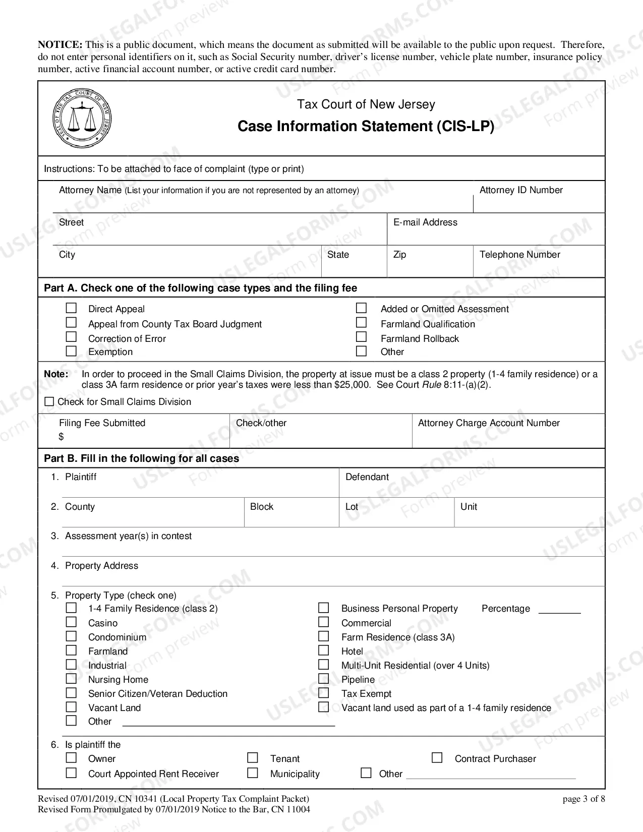 Preview Differentiated Case Management Pilot Program Case Information Statement (CIS-LP)