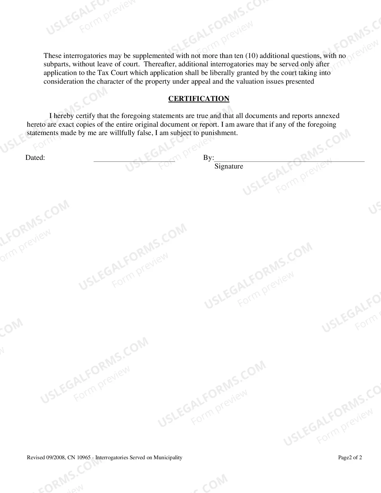 Preview Standard Interrogatories To Be Served On Municipalities