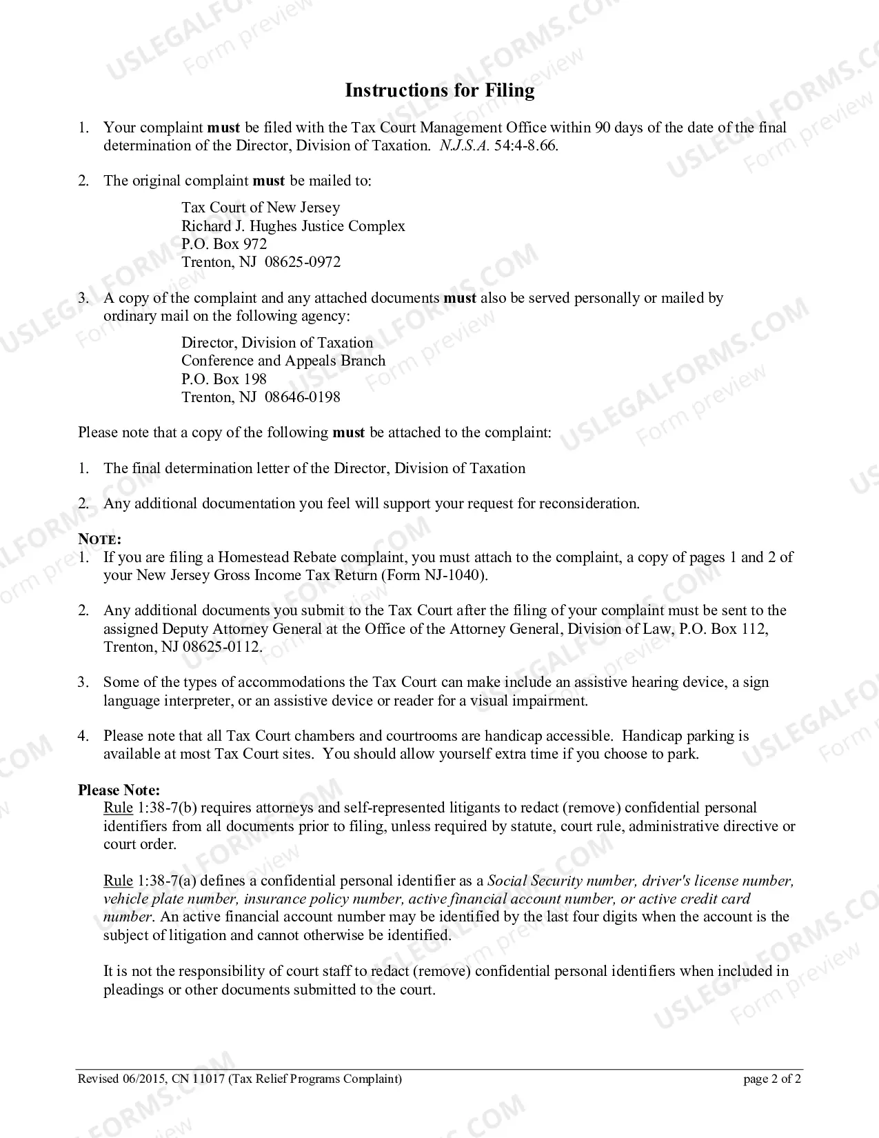 Preview Complaint (To Be Used For Tax Relief Programs)