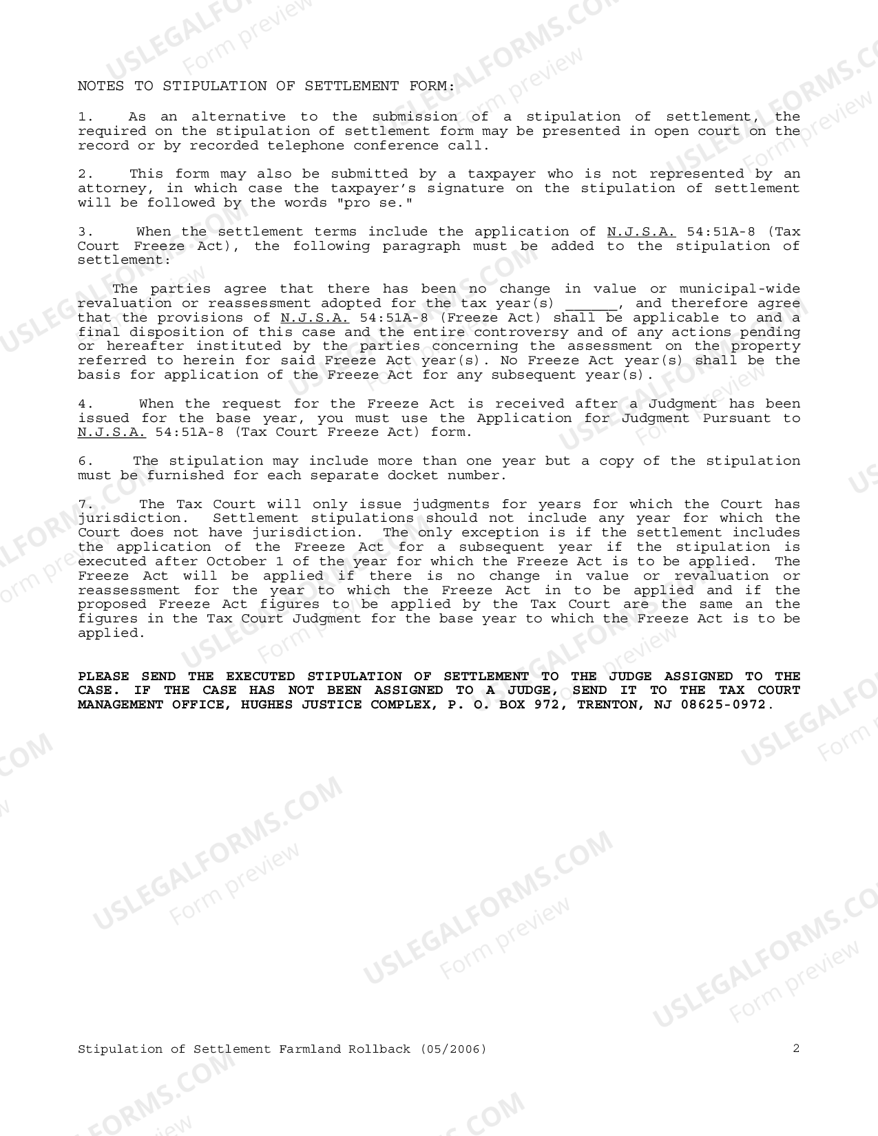 Elizabeth New Jersey Civil Action Stipulation Of Settlement Farmland