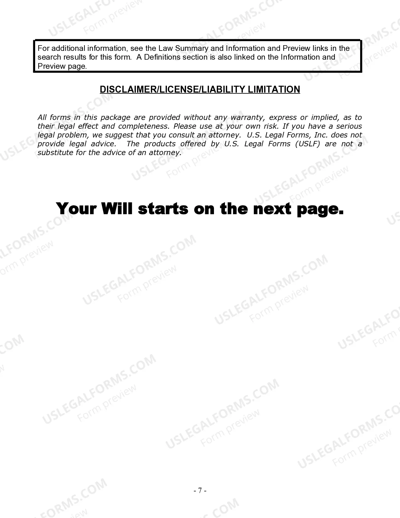 Preview Last Will and Testament for Single Person with No Children