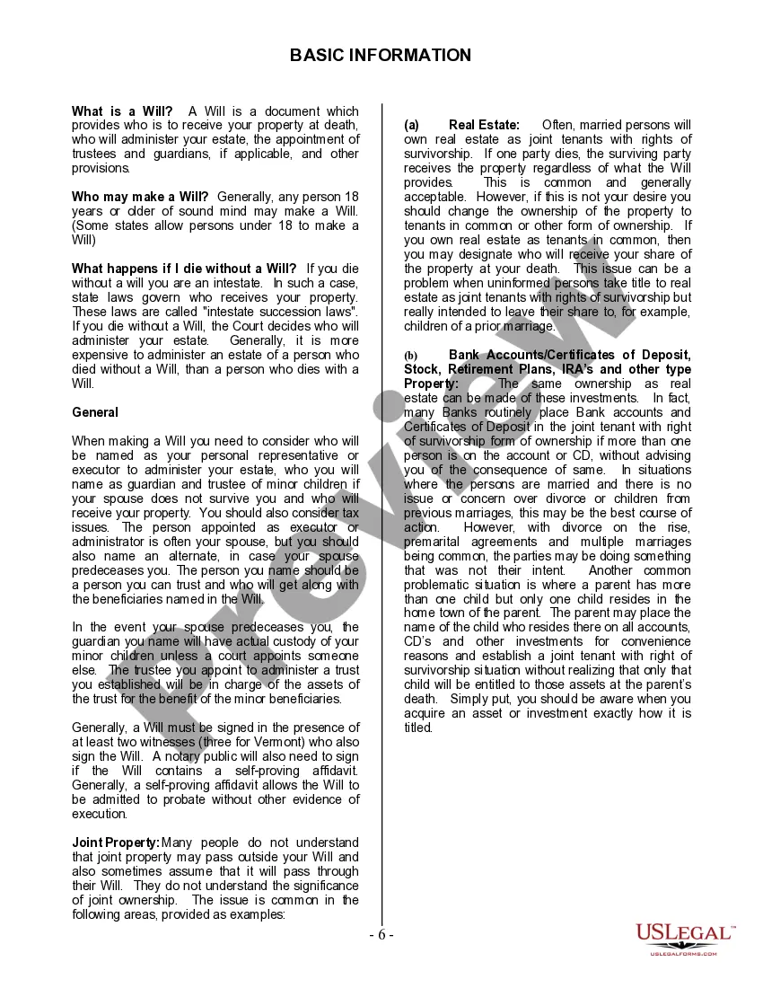 Preview Last Will and Testament for Single Person with Adult Children