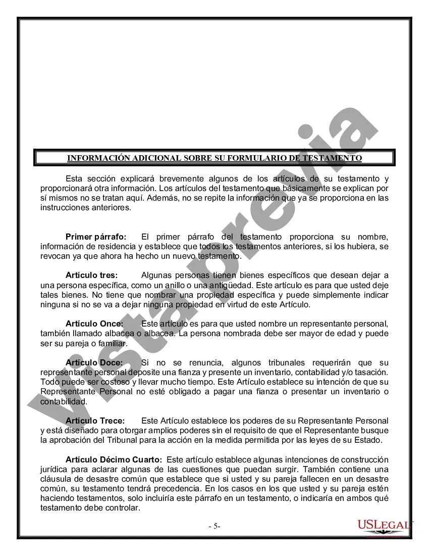 Preview Última voluntad y testamento legal para pareja de hecho con hijos menores de edad de un matrimonio anterior