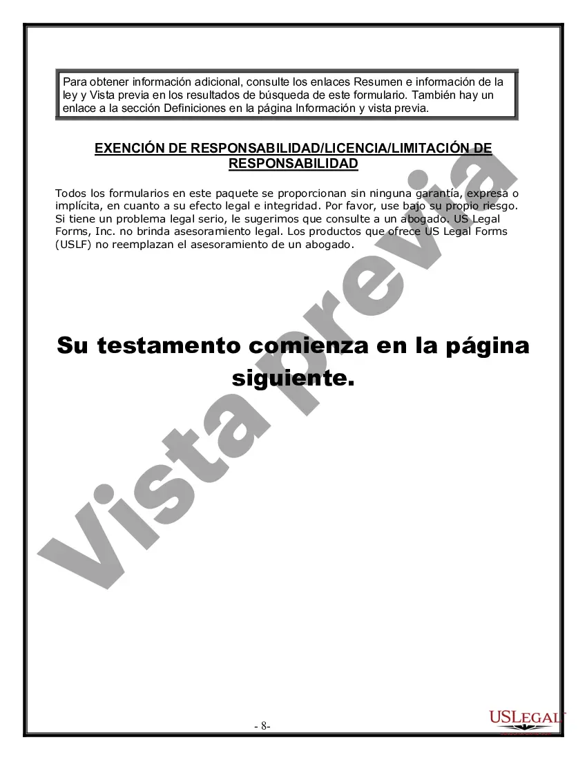 Preview Última voluntad y testamento legal para pareja de hecho con hijos menores de edad de un matrimonio anterior