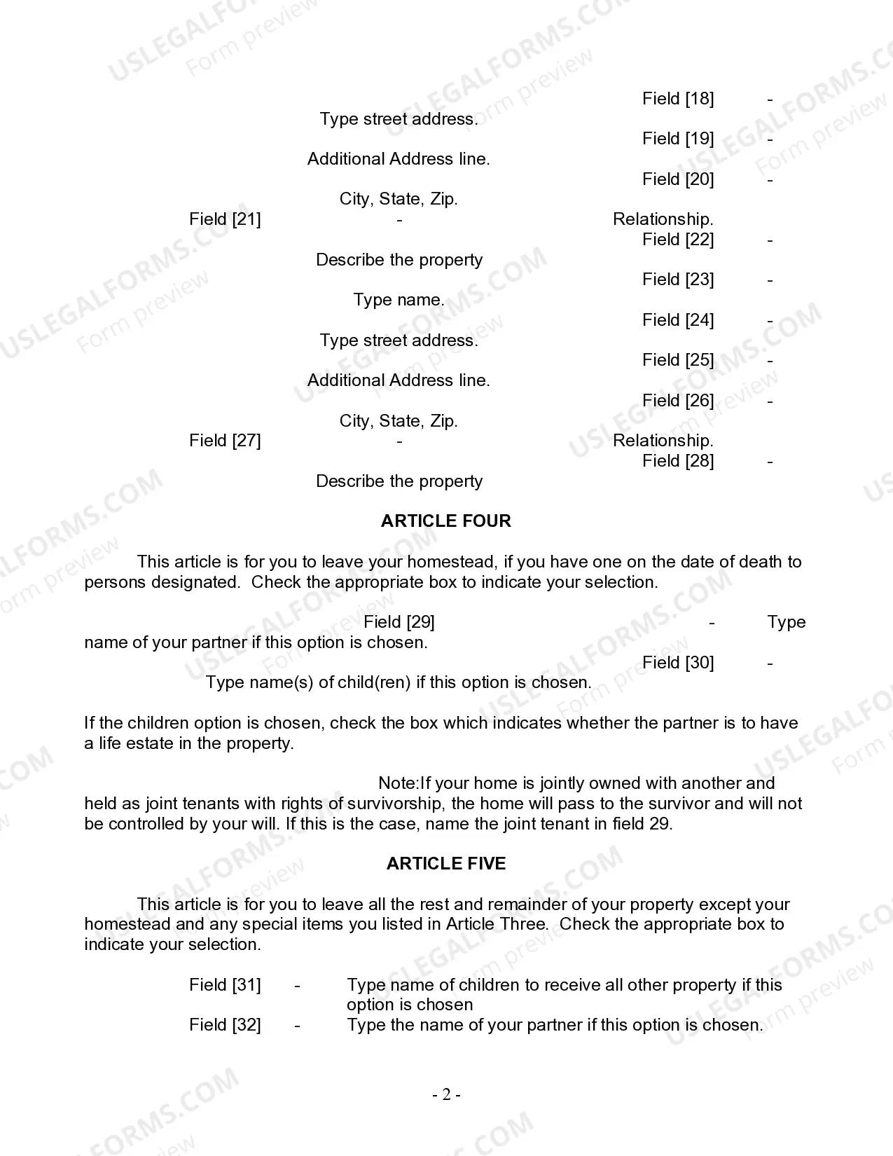 Preview Last Will and Testament for Civil Union Partner with Minor Children from Prior Marriage