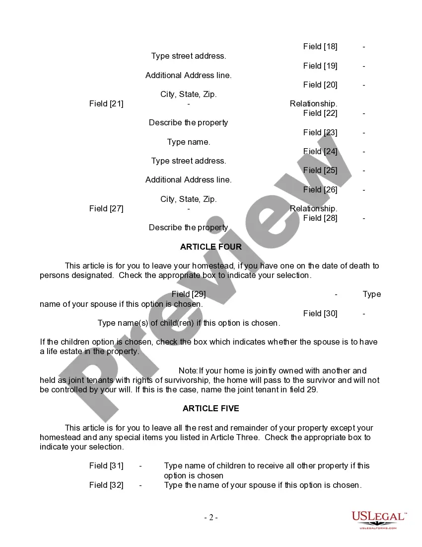 Preview Last Will and Testament for Married Person with Minor Children from Prior Marriage