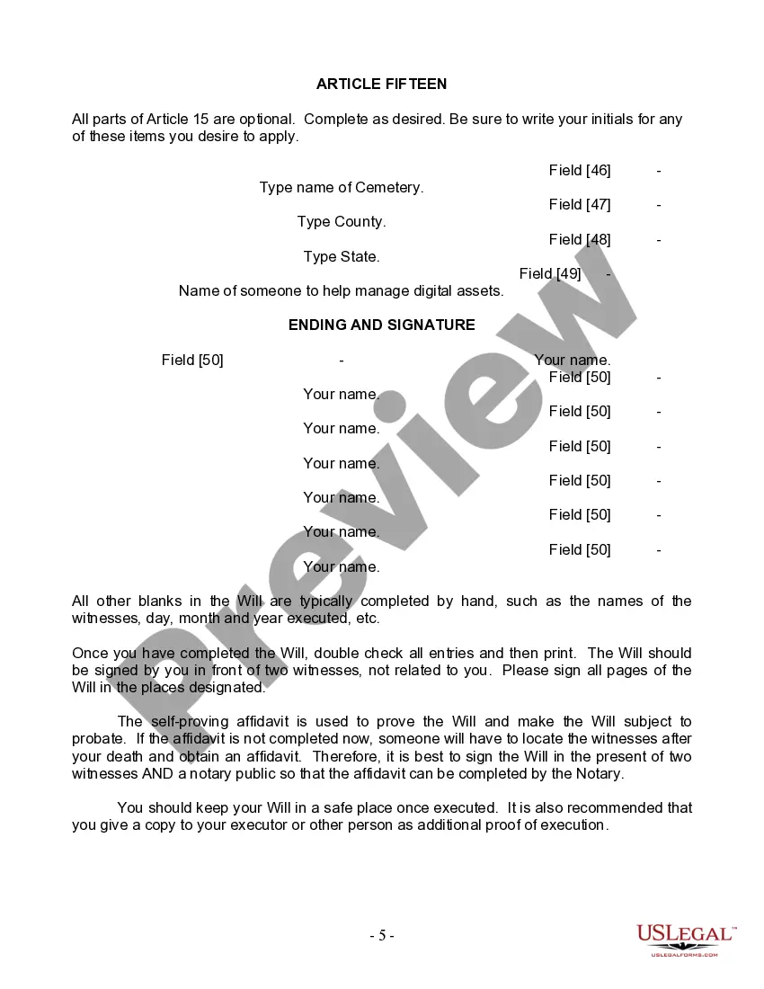 Preview Last Will and Testament for Married Person with Minor Children from Prior Marriage