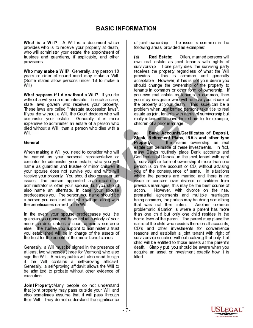 Preview Last Will and Testament for Married Person with Minor Children from Prior Marriage