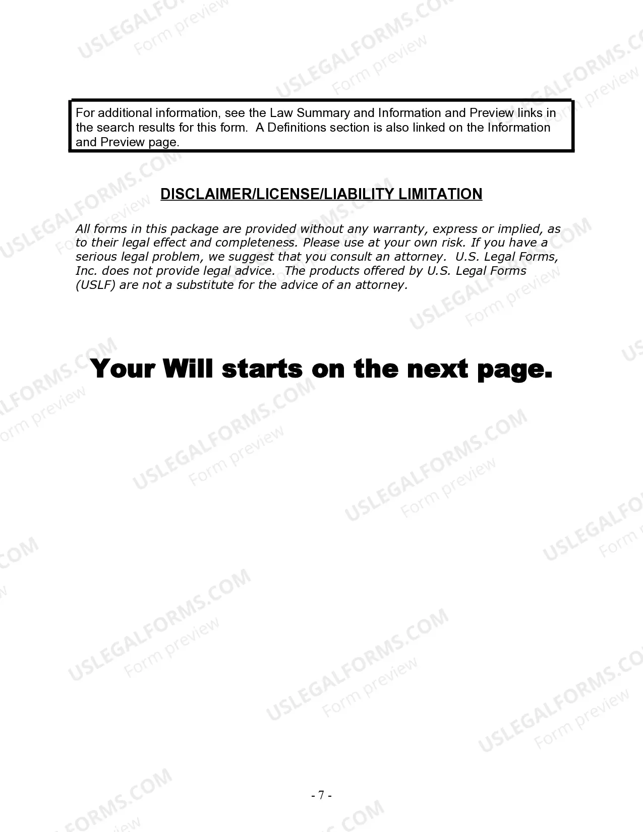 Preview Last Will and Testament for Domestic Partner with Adult Children from Prior Marriage