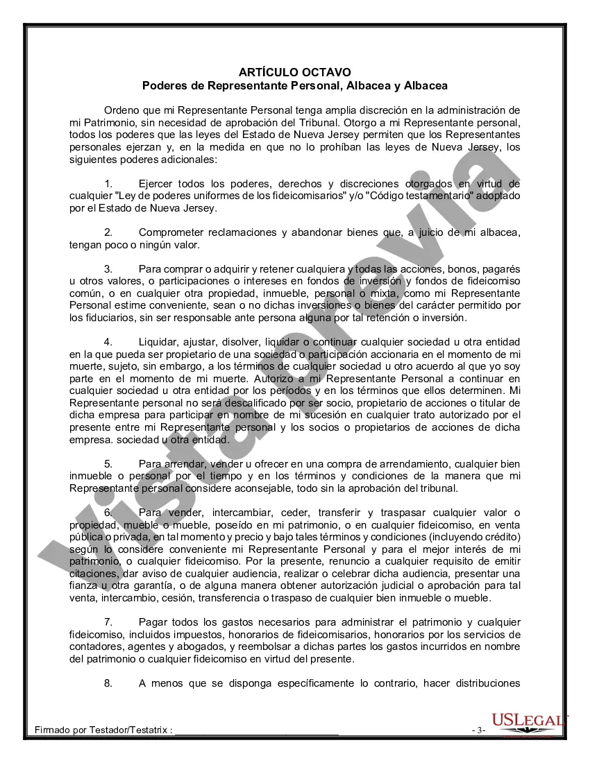 Preview Formulario de última voluntad y testamento legal para personas divorciadas que no se han vuelto a casar y no tienen hijos