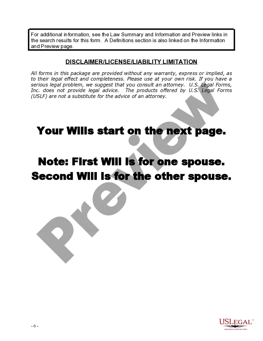 Preview Mutual Wills Package with Last Wills and Testaments for Married Couple with Adult Children