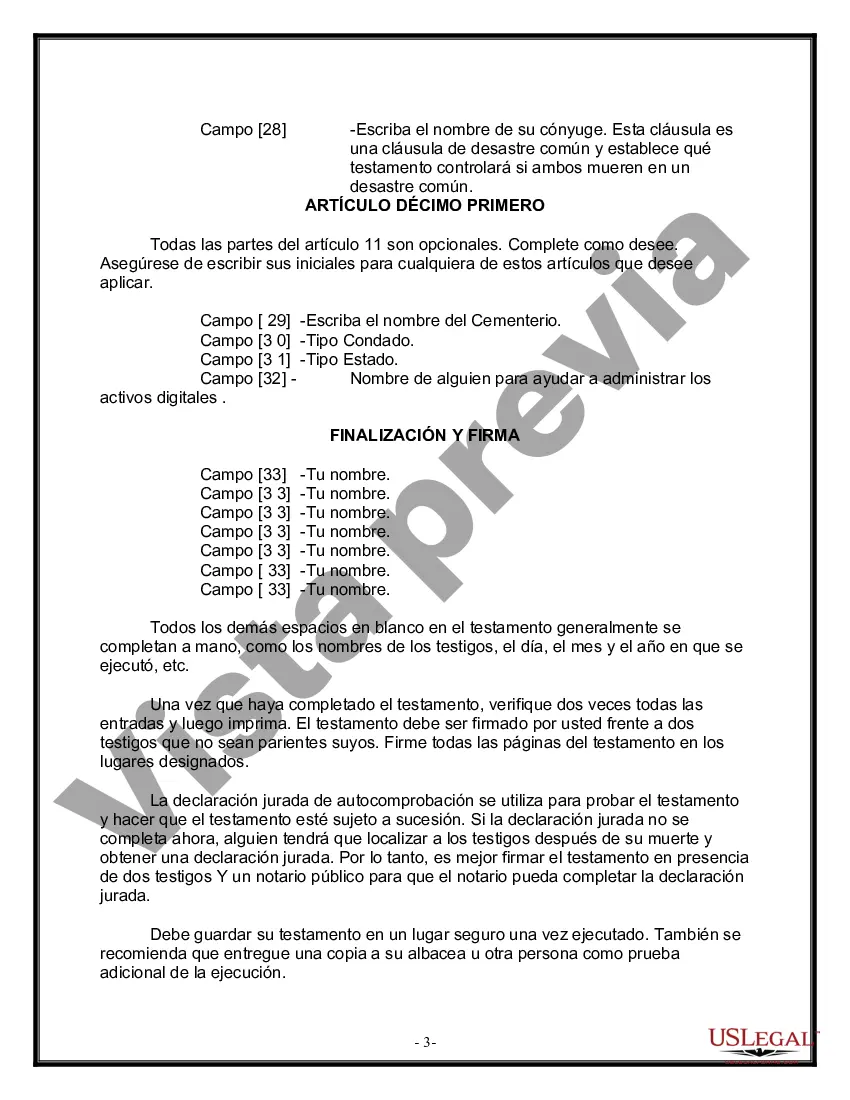 Preview Paquete de Voluntades Mutuas con Últimas Voluntades y Testamentos para Pareja Casada sin Hijos