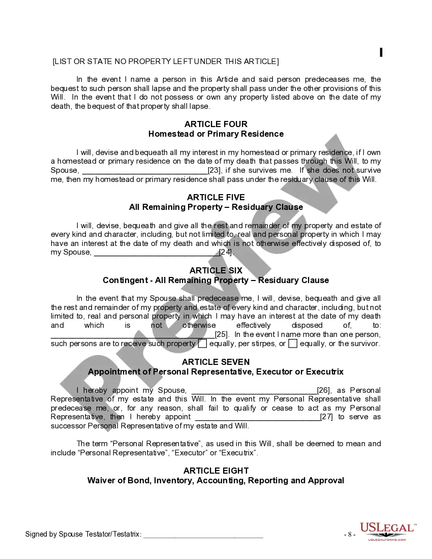 Preview Mutual Wills package with Last Wills and Testaments for Married Couple with No Children