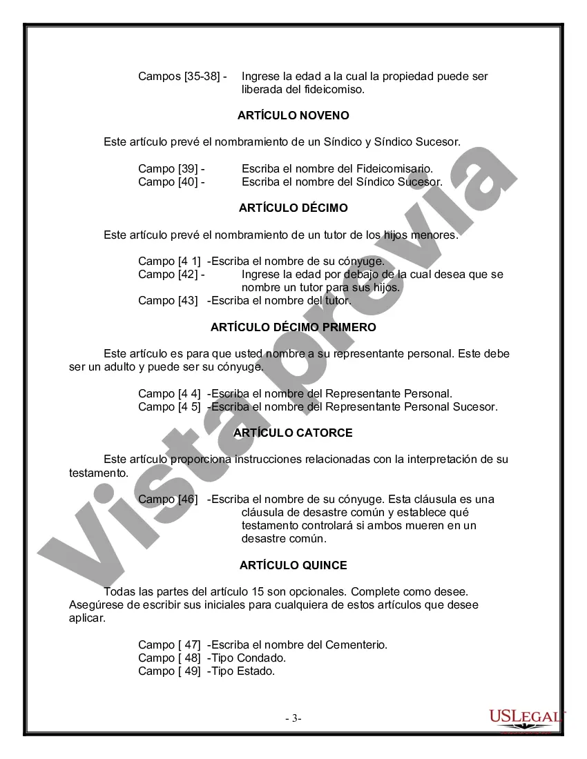 Preview Paquete de Voluntades Mutuas con Últimas Voluntades y Testamentos para Pareja Casada con Hijos Menores