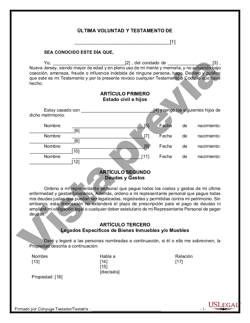 Preview Paquete de Voluntades Mutuas con Últimas Voluntades y Testamentos para Pareja Casada con Hijos Menores