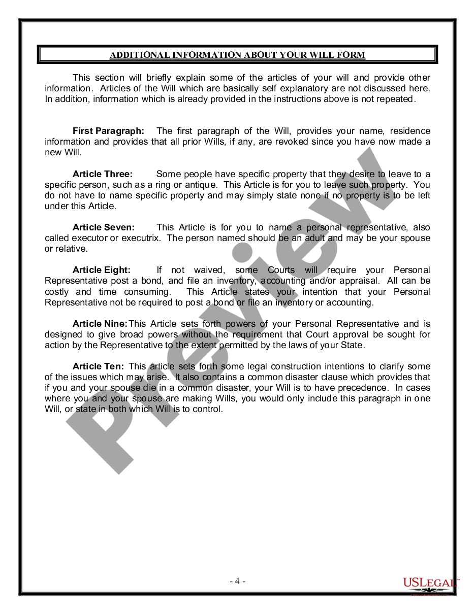 page 3 Legal Last Will and Testament Form for Married Person with Adult Children preview