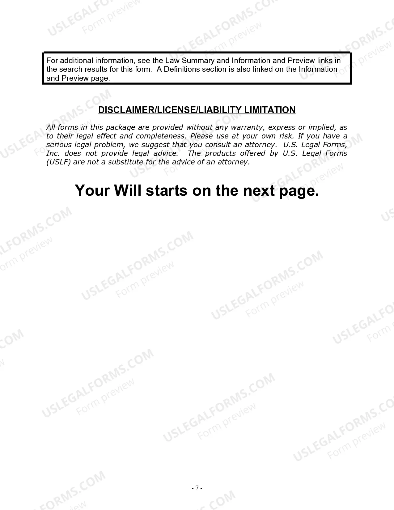 Preview Last Will and Testament for Married Person with Minor Children