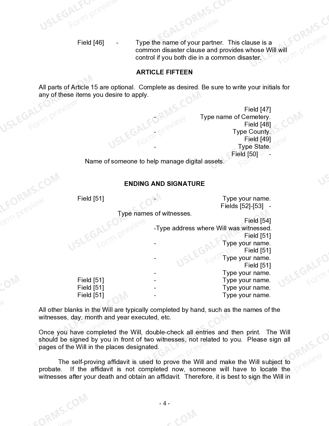 Preview Last Will and Testament for Civil Union Partner with Adult and Minor Children