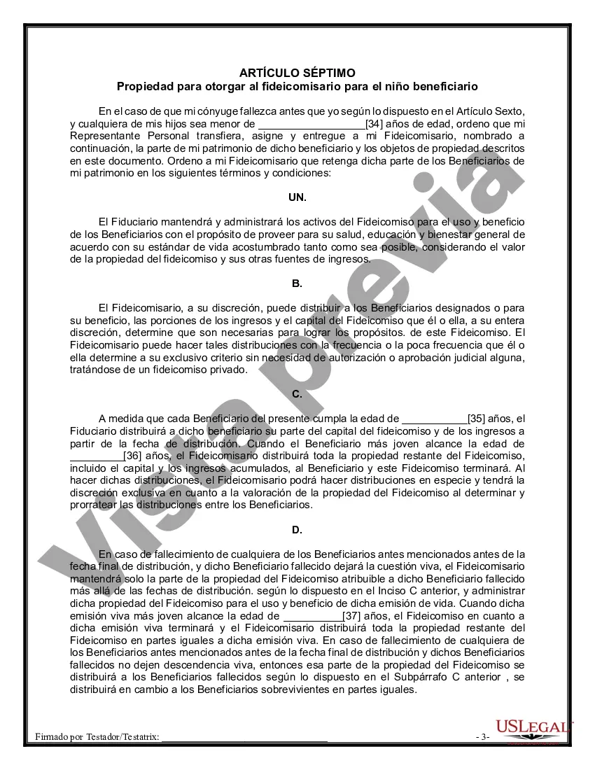 Preview Formulario Legal de Última Voluntad y Testamento para Persona Casada con Hijos Adultos y Menores