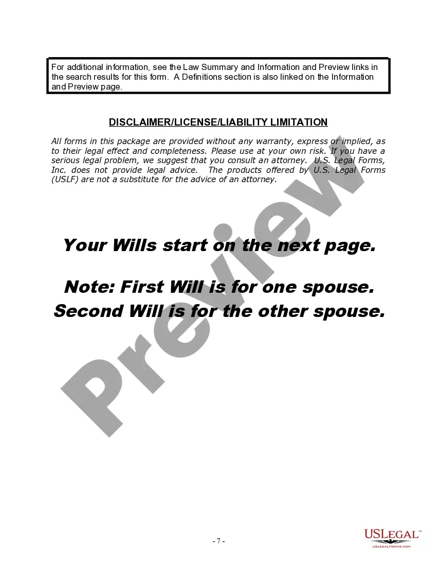 Preview Mutual Wills Package with Last Wills and Testaments for Married Couple with Adult and Minor Children