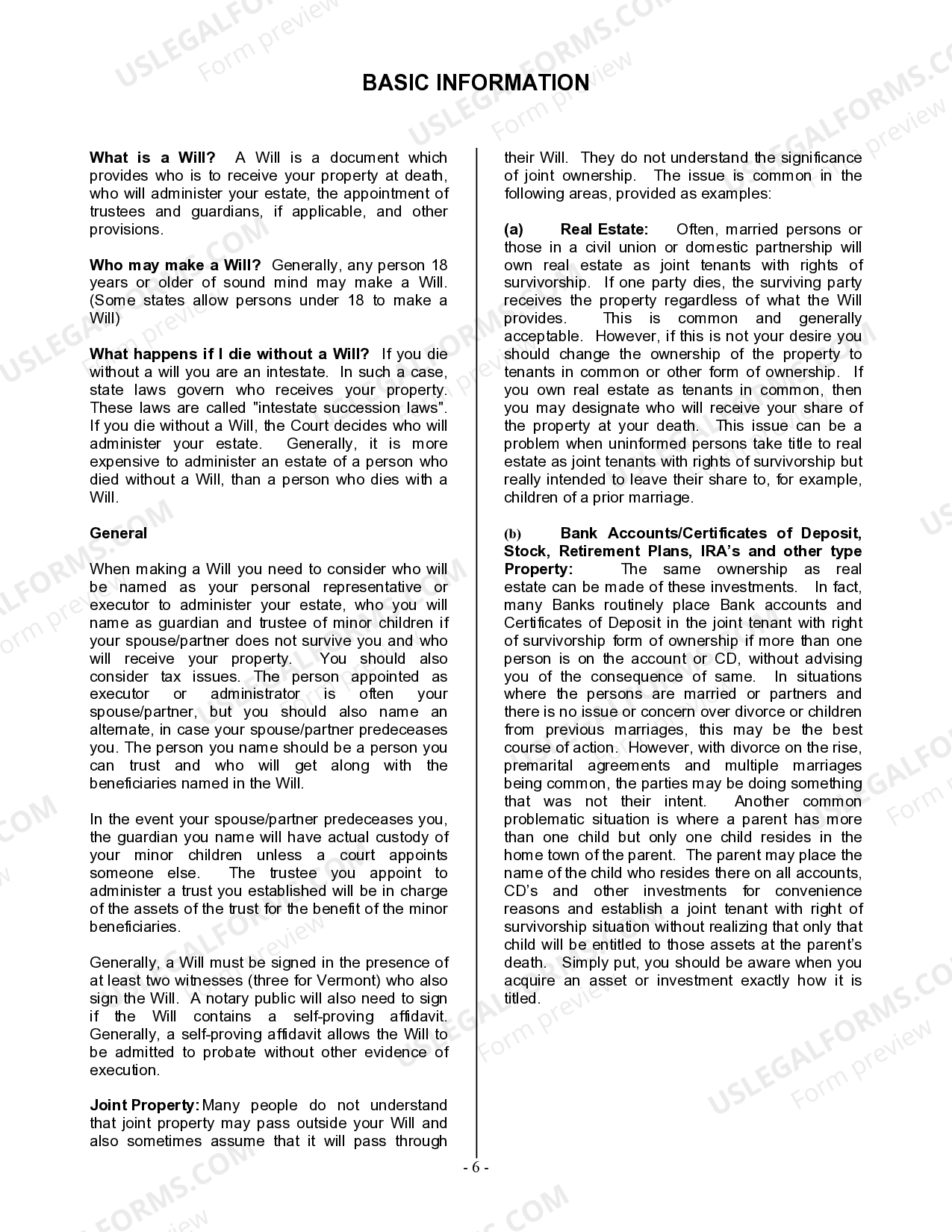 New Jersey Legal Last Will and Testament Form for a Widow or Widower ...