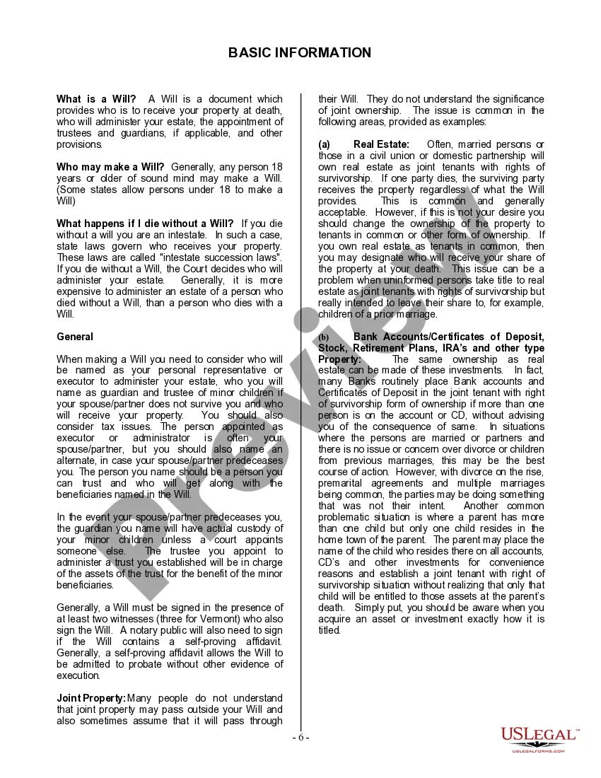 Preview Last Will and Testament for a Widow or Widower with Adult Children