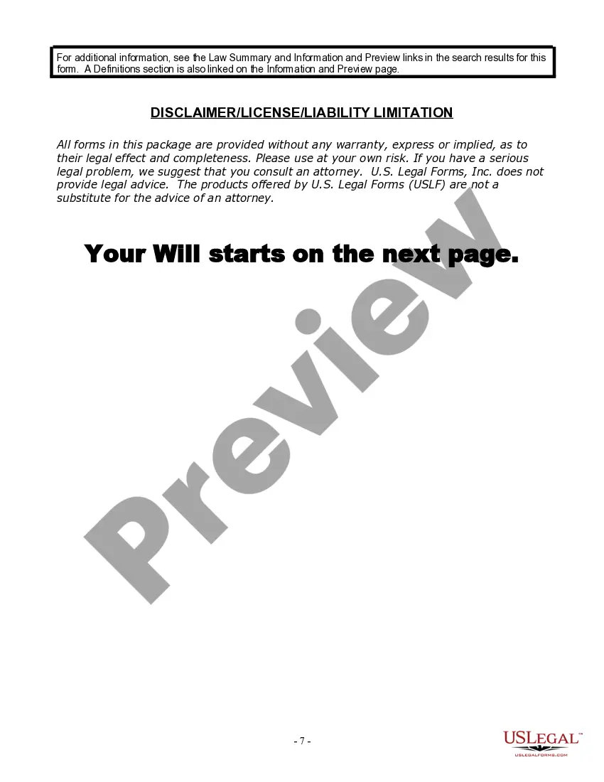 Preview Last Will and Testament for a Widow or Widower with Adult Children