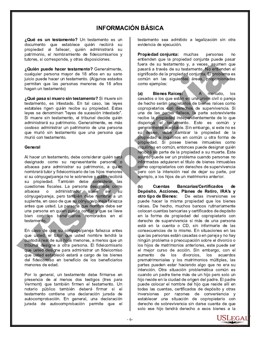 Preview Formulario Legal de Última Voluntad y Testamento para Viuda o Viudo con Hijos Menores