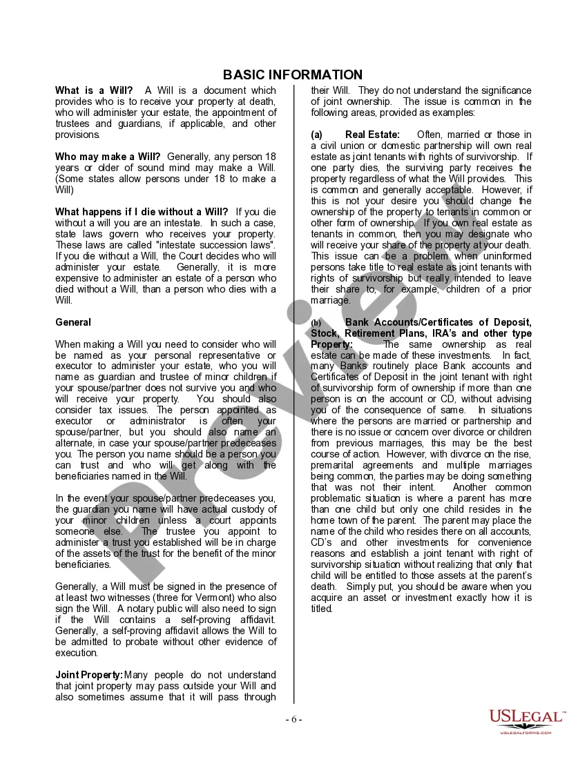 Preview Last Will and Testament for Widow or Widower with Minor Children