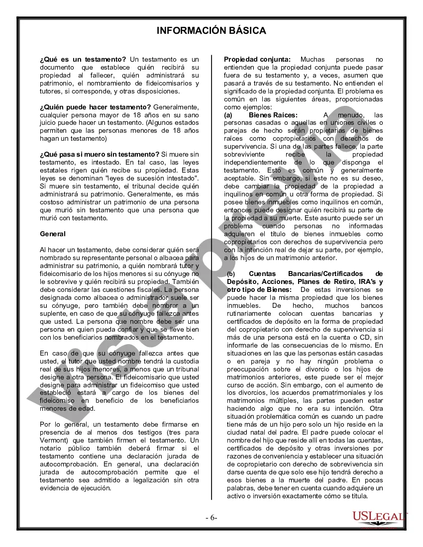 Preview Formulario Legal de Última Voluntad y Testamento para Persona Divorciada y Recasada con Hijos Míos, Tuyos y Nuestros