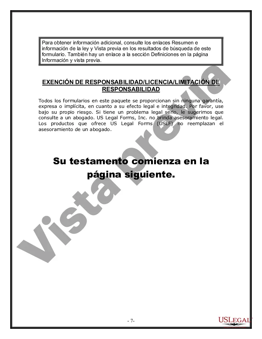 Preview Formulario Legal de Última Voluntad y Testamento para Persona Divorciada y Recasada con Hijos Míos, Tuyos y Nuestros