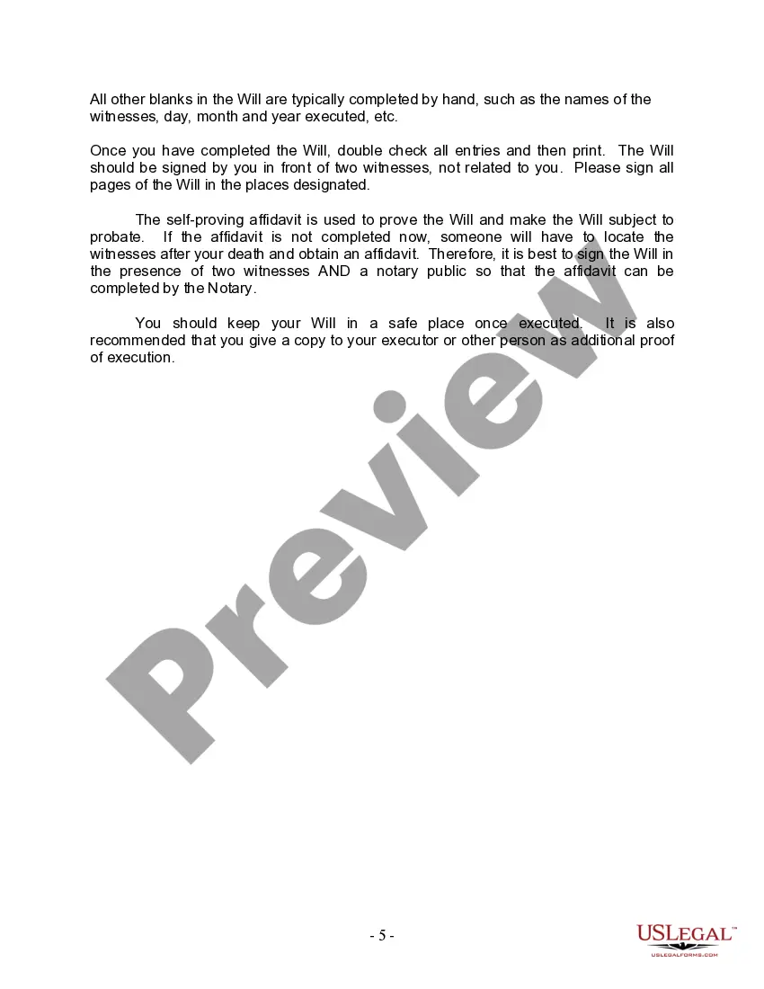 Preview Last Will and Testament for Divorced and Remarried Person with Mine, Yours and Ours Children