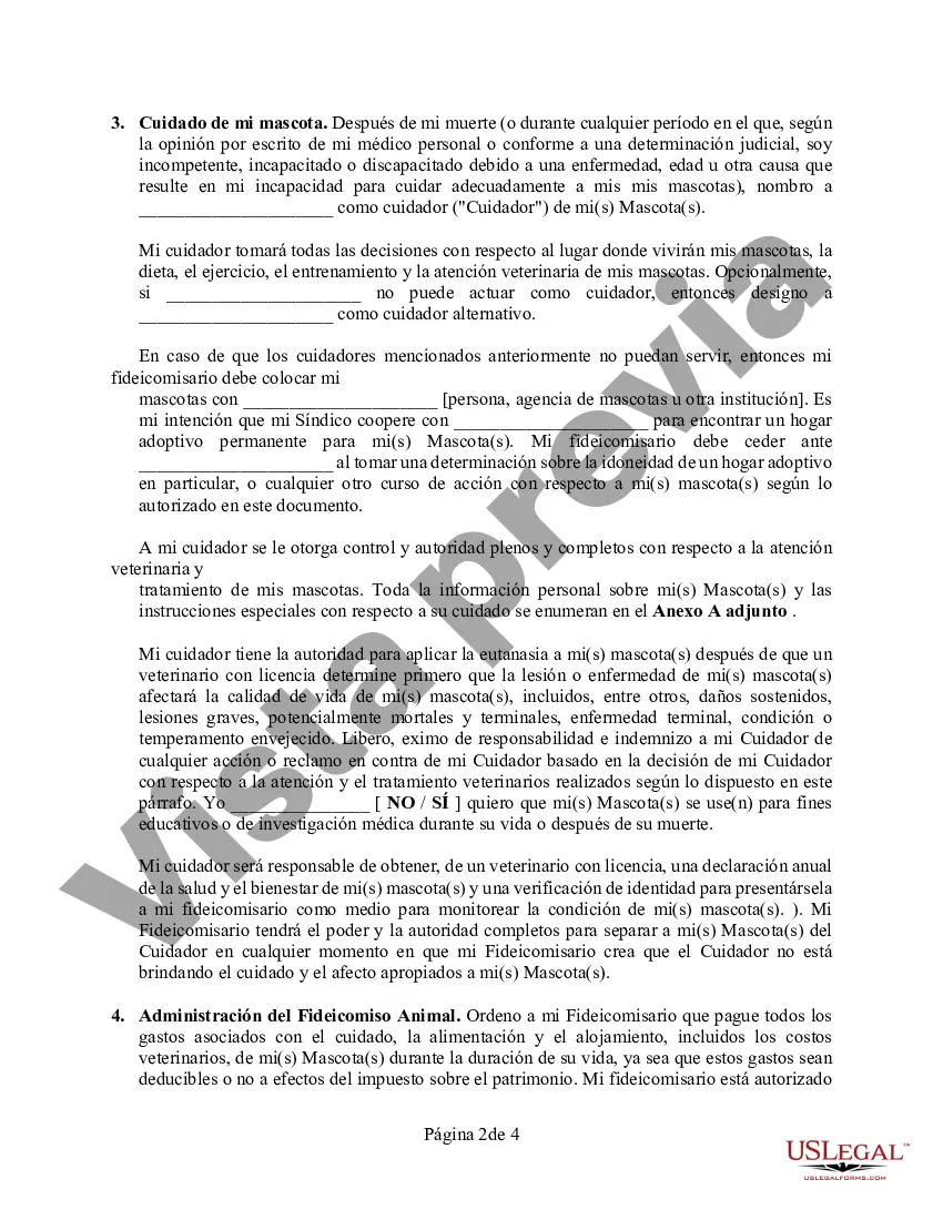 Get Codicilo al formulario de testamento para enmendar su testamento - Testamentary Pet Trust Preview Codicilo al formulario de testamento para enmendar su testamento - Testamentary Pet Trust