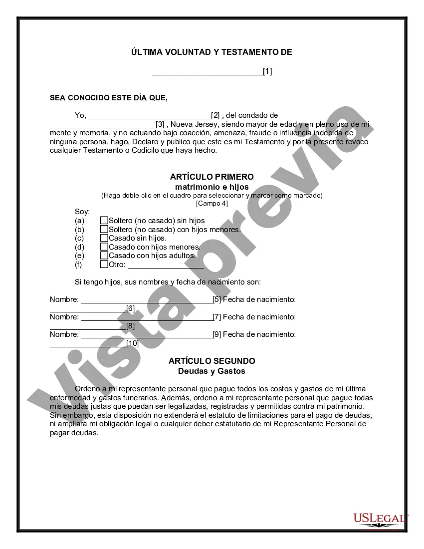 Preview Última voluntad y testamento para otras personas