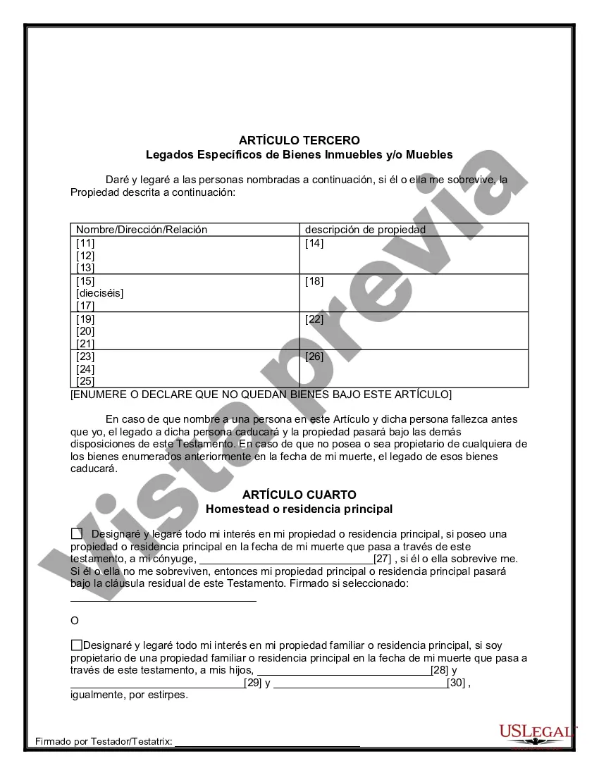 Preview Última voluntad y testamento para otras personas