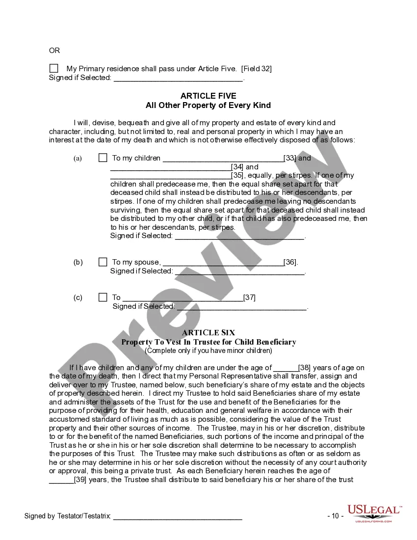 Preview Last Will and Testament for other Persons